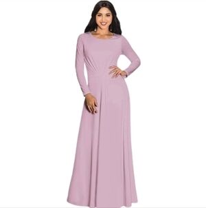 Koh Koh Rose pink knit long maxi bridesmaid dress Rose knit gown sz M